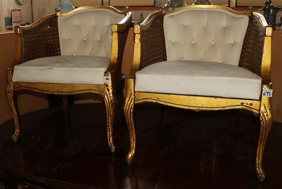 Pair gilt tub chairs